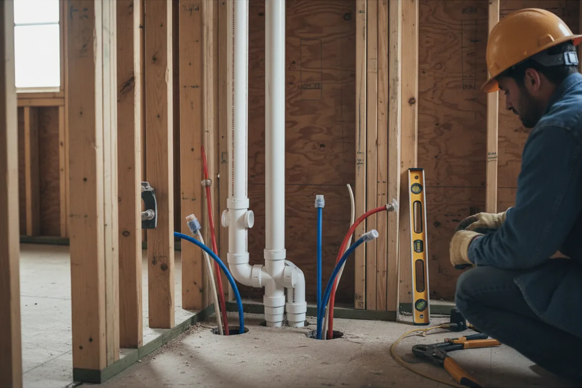 Drain and supply rough-in during Garbage Disposal Repair in Peachtree Corners