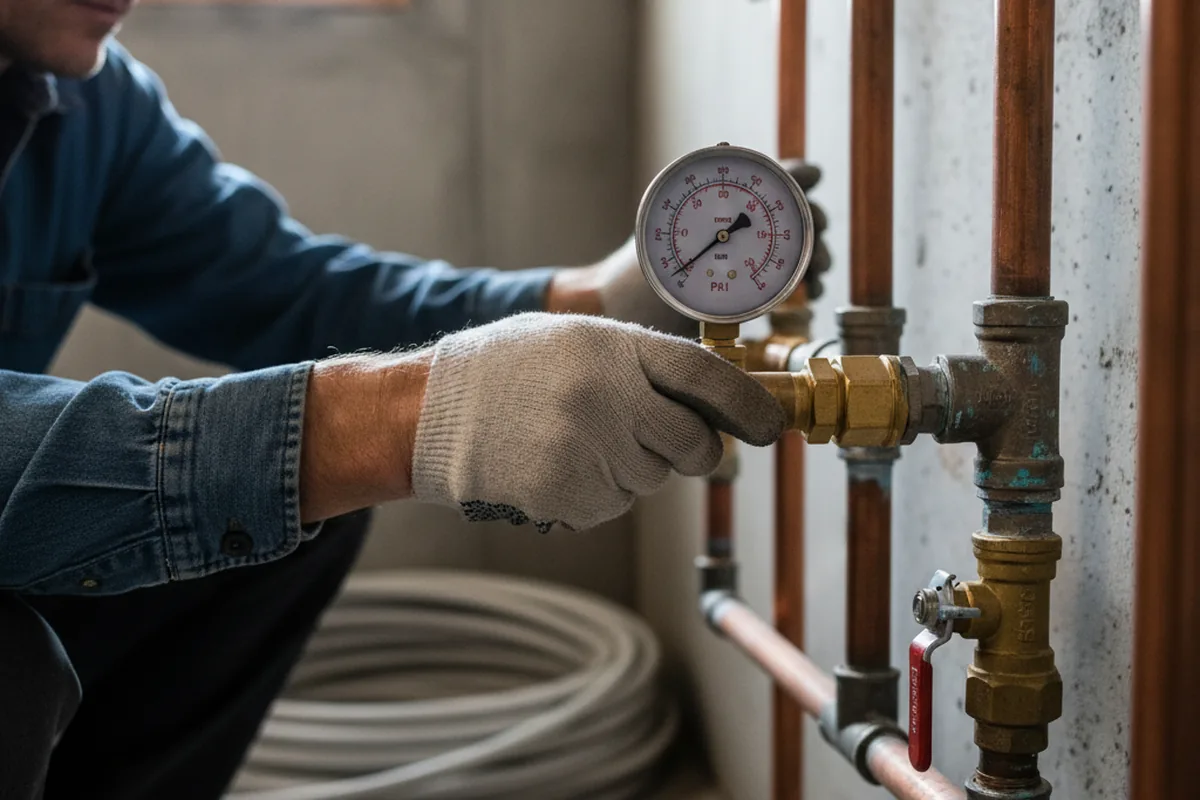 Pressure testing a repaired line during Water Line Repair in Peachtree Corners